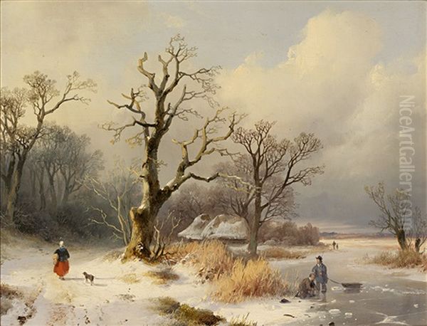 Winterlandschaft Oil Painting by Remigius Adriannus van Haanen