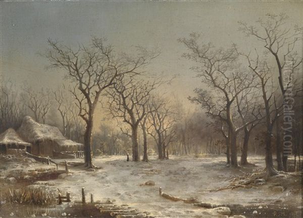 Winterlandschaft Oil Painting by Remigius Adriannus van Haanen