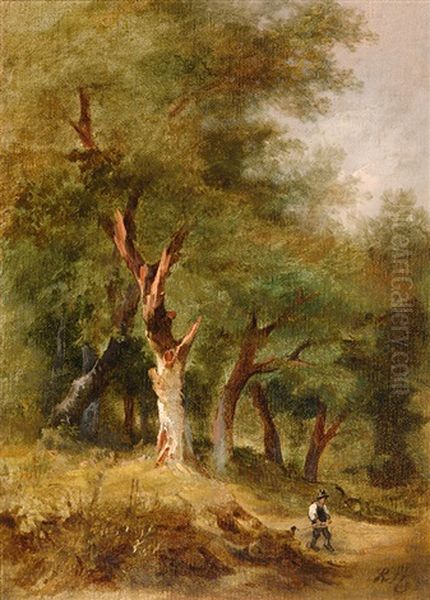 A Hunter In The Forest Oil Painting by Remigius Adriannus van Haanen
