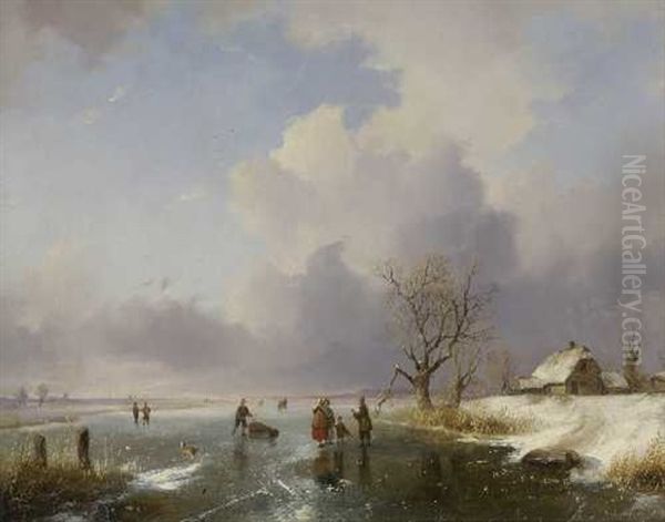 Eisvergnugen Oil Painting by Remigius Adriannus van Haanen