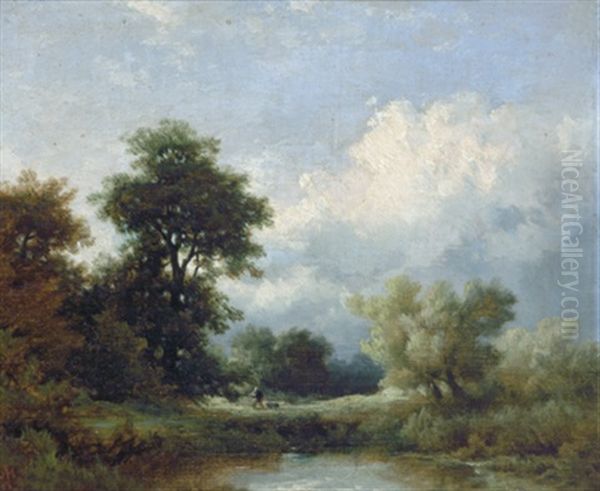 Landschaft Mit Spazierganger Oil Painting by Remigius Adriannus van Haanen