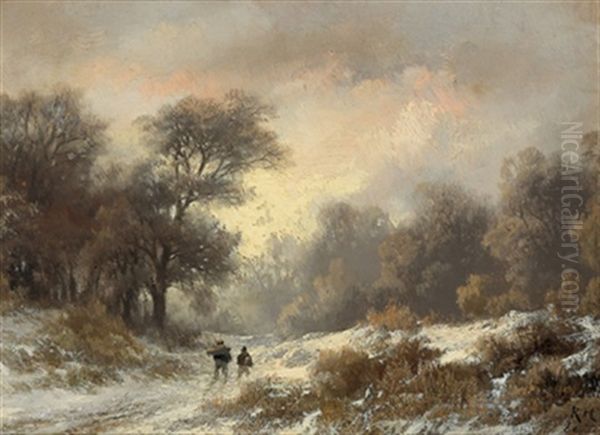Eine Winterlandschaft Oil Painting by Remigius Adriannus van Haanen