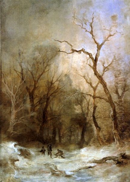 Winterlandschaft Mit Reisigsammlern Oil Painting by Remigius Adriannus van Haanen