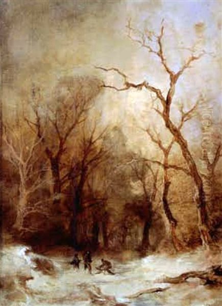 Winterlandschaft Mit Reisigsammlern Oil Painting by Remigius Adriannus van Haanen