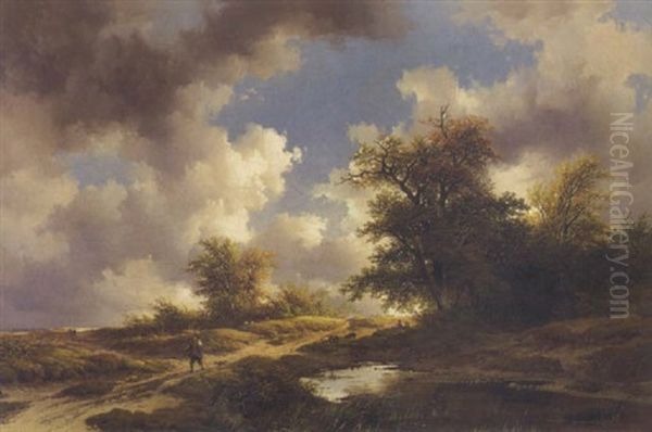 Reisender In Einer Dunenlandschaft Oil Painting by Remigius Adriannus van Haanen