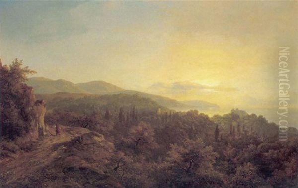 Abendstimmung Uber Dem Bosporus Oil Painting by Remigius Adriannus van Haanen