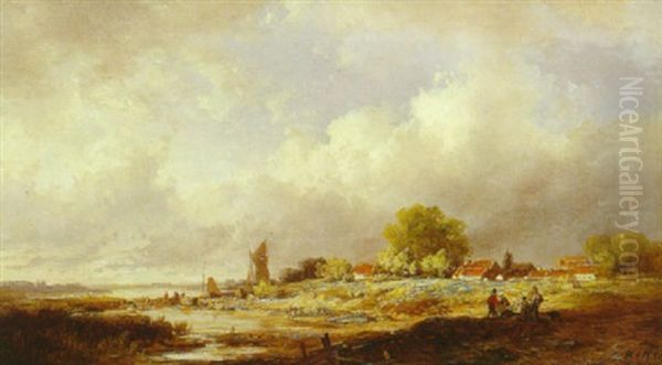 Village Anime Au Bord De Mer Oil Painting by Remigius Adriannus van Haanen