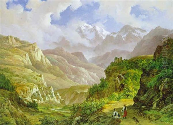 Tiroler Landschaft Oil Painting by Remigius Adriannus van Haanen