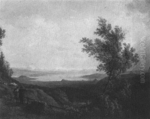 Overlooking The Valley Oil Painting by Remigius Adriannus van Haanen