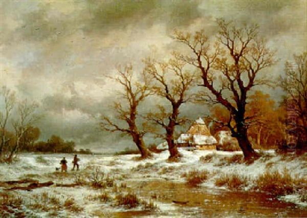 Winterlandschaft Oil Painting by Remigius Adriannus van Haanen