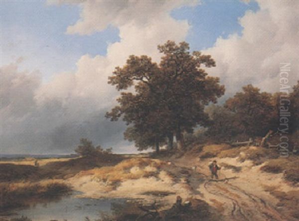 Wanderer In Landschaft Oil Painting by Remigius Adriannus van Haanen