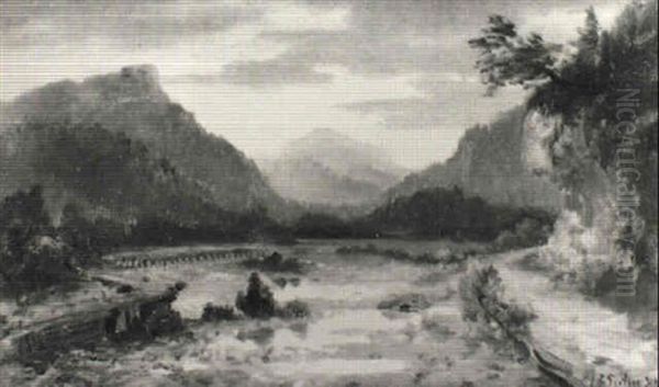 Gebirgslandschaft Mit Flachem Gewasser Oil Painting by Remigius Adriannus van Haanen