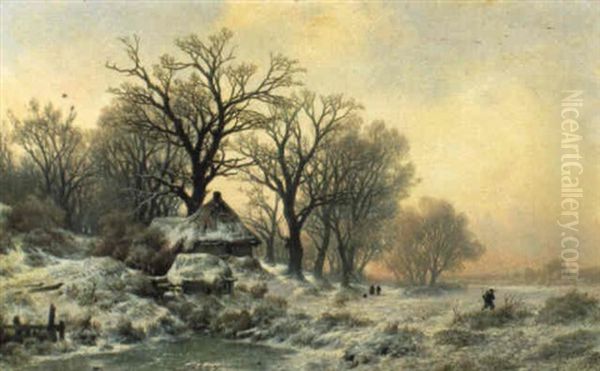 Ein Wintertag Oil Painting by Remigius Adriannus van Haanen