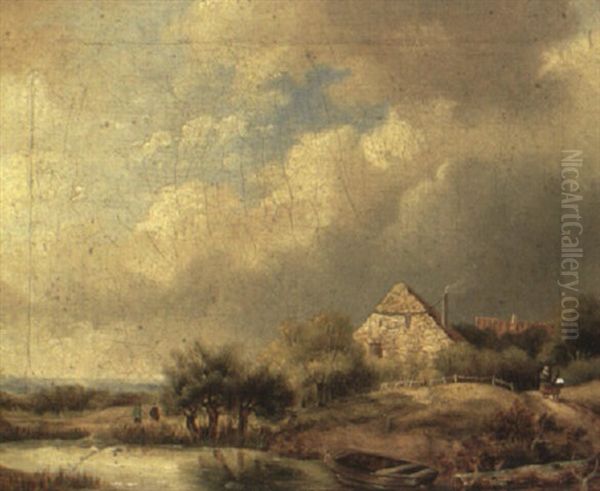 Spaziergang Zum Teich Oil Painting by Remigius Adriannus van Haanen
