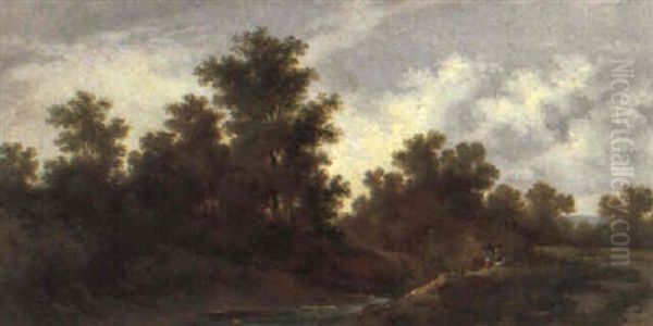 Lagerfeuer Am Flus Oil Painting by Remigius Adriannus van Haanen