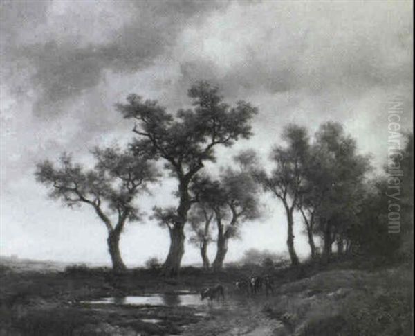 An Der Waldtranke Oil Painting by Remigius Adriannus van Haanen