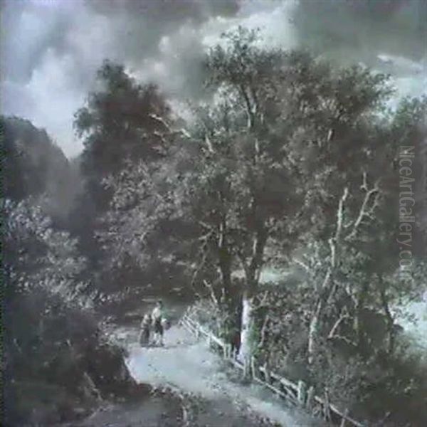 Romantische Waldlandschaft Bei Aufziehendem Wetter Oil Painting by Remigius Adriannus van Haanen