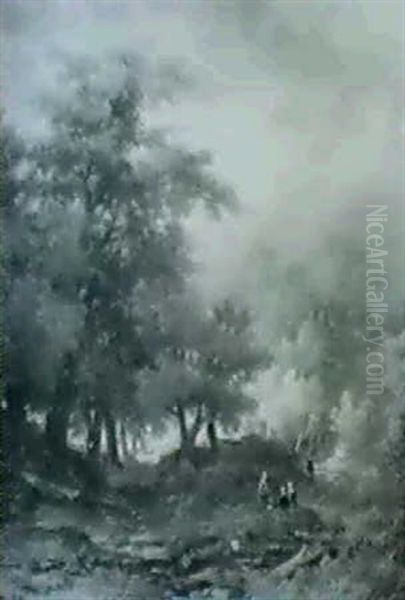 Picknick Am Waldesrand Oil Painting by Remigius Adriannus van Haanen