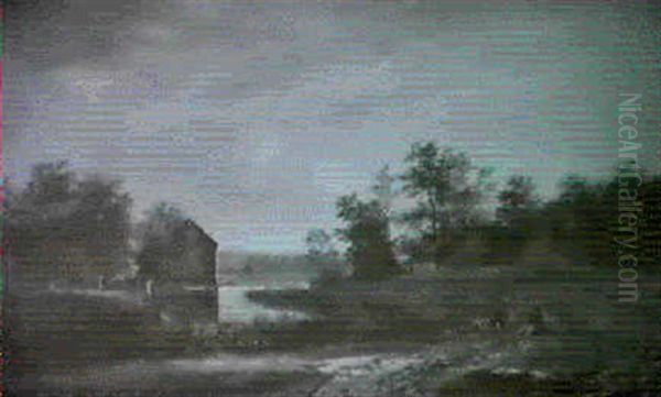 Romantische Sommerlandschaft Oil Painting by Remigius Adriannus van Haanen