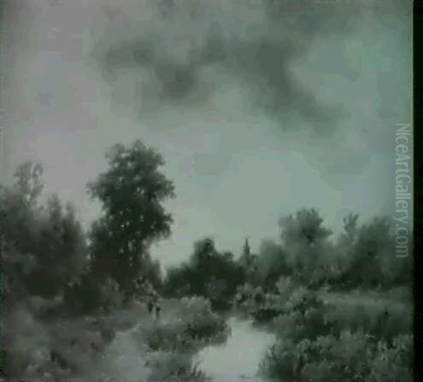 Flusslandschaft Mit Figurlicher Staffage Oil Painting by Remigius Adriannus van Haanen