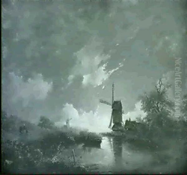 Mondnacht Oil Painting by Remigius Adriannus van Haanen