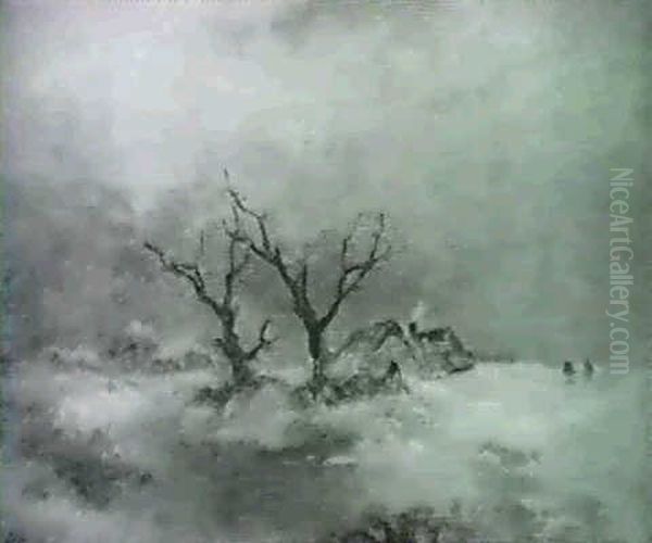 Schneesturm Oil Painting by Remigius Adriannus van Haanen