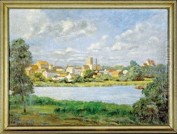 Coastal Village Oil Painting by Gustav Haas