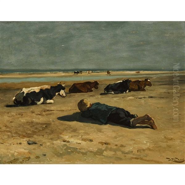 The Beach At Blankenberghe Oil Painting by Johannes-Hubertus-Leonardus de Haas