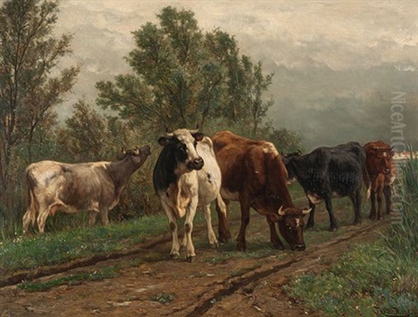 En Chemin Pour La Prairie Oil Painting by Johannes-Hubertus-Leonardus de Haas