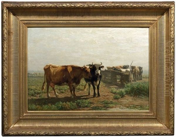 Kuhherde Auf Einer Sommerlichen Weide Oil Painting by Johannes-Hubertus-Leonardus de Haas