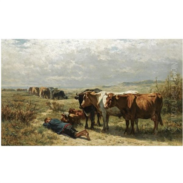 A Moment Of Rest Oil Painting by Johannes-Hubertus-Leonardus de Haas