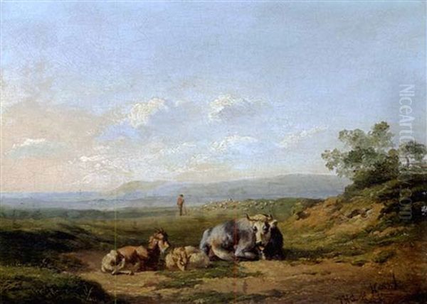 Landschaft Mit Kuhen Oil Painting by Johannes-Hubertus-Leonardus de Haas