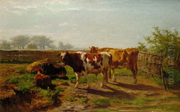 Betail Au Repos, Effet Du Matin Oil Painting by Johannes-Hubertus-Leonardus de Haas