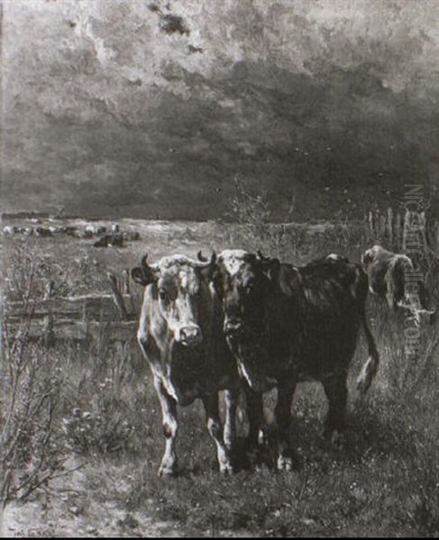 Kuhe Auf Der Weide Oil Painting by Johannes-Hubertus-Leonardus de Haas