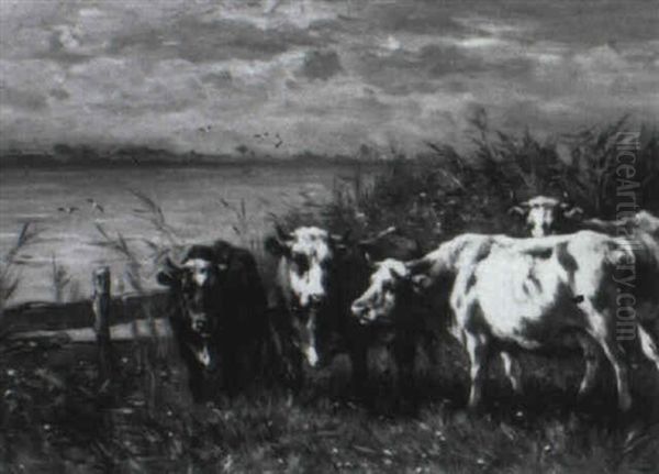 Landscape With Cattle Oil Painting by Johannes-Hubertus-Leonardus de Haas