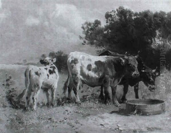 Kuhe Auf Der Weide Oil Painting by Johannes-Hubertus-Leonardus de Haas