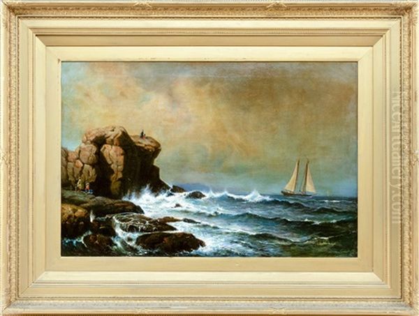 Rocky Coastal Scene With Figures Oil Painting by Mauritz F. H. de Haas
