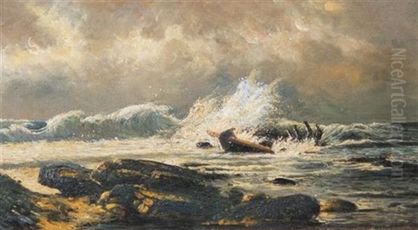Breaking Waves Oil Painting by Mauritz F. H. de Haas