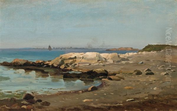 Along A Rocky Coast Oil Painting by Mauritz F. H. de Haas