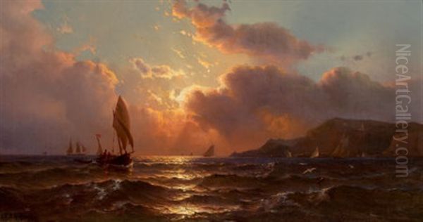 Early Morning Off The Coast Oil Painting by Mauritz F. H. de Haas