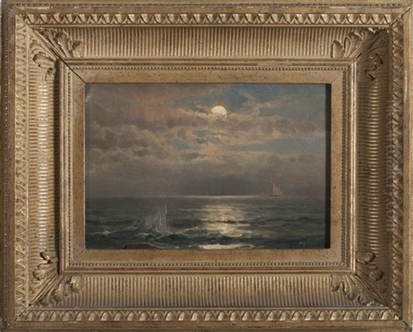Seascape In Moonlight Oil Painting by Mauritz F. H. de Haas