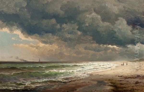 Long Island Beach Oil Painting by Mauritz F. H. de Haas