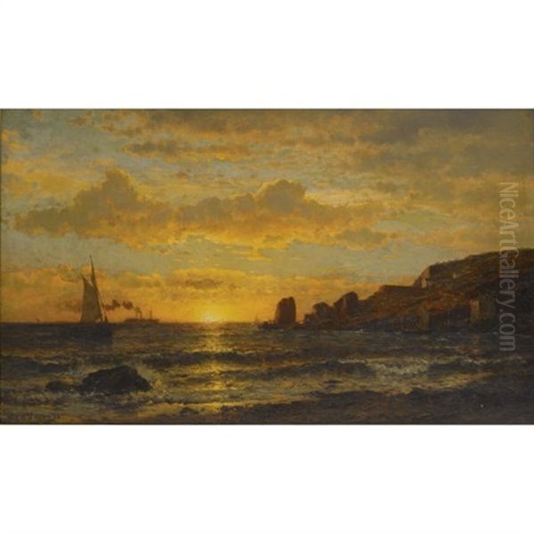 Sunset Along The Coast Oil Painting by Mauritz F. H. de Haas