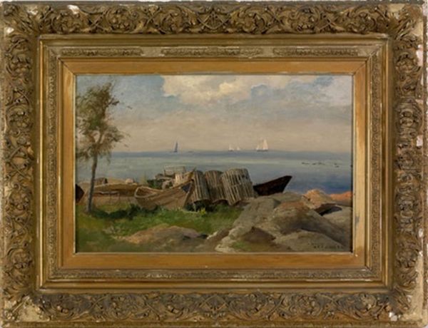 New England Coastal Scene Oil Painting by Mauritz F. H. de Haas