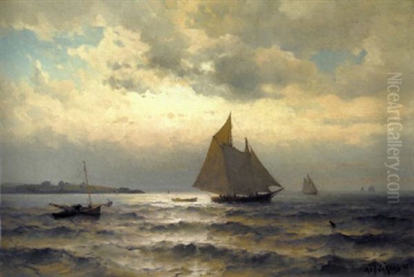 Schooner Off The Coast Oil Painting by Mauritz F. H. de Haas