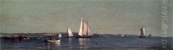 Ships Off A Rocky Coast Oil Painting by Mauritz F. H. de Haas