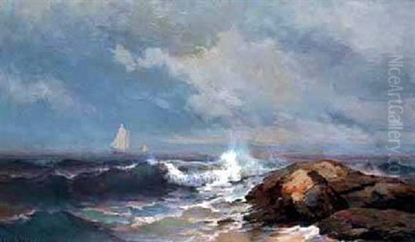 Coastal Sails...gray Day Oil Painting by Mauritz F. H. de Haas