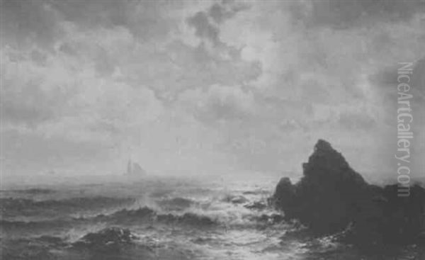 Ships Sailing In The Moonlight Oil Painting by Mauritz F. H. de Haas