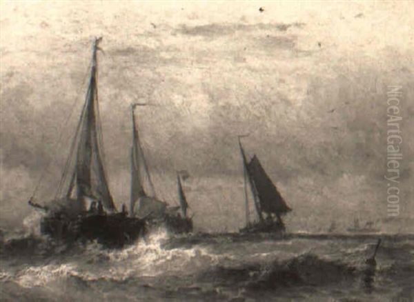 Shipping On Stormy Seas Oil Painting by Mauritz F. H. de Haas