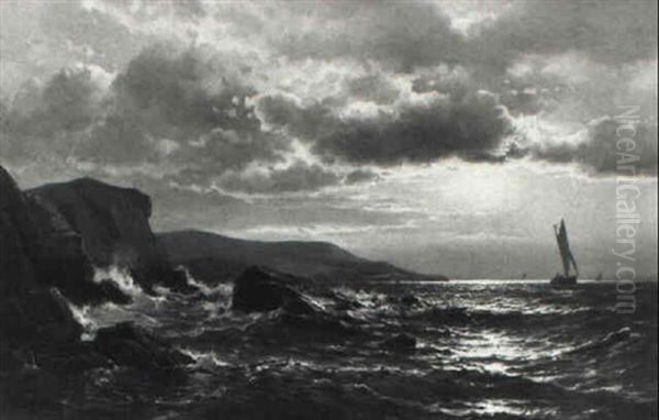 Seascape With Fishing Boats Oil Painting by Mauritz F. H. de Haas